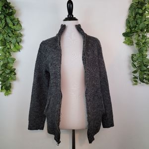 Gap Boucle Wool Blend Knit Zip Up Turtleneck Cardigan Sweater Pockets Small